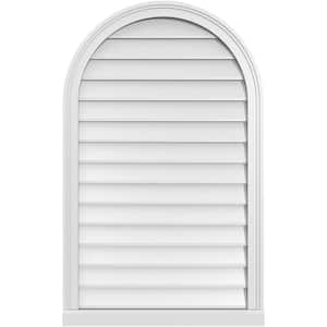 26 in. x 42 in. Round Top Surface Mount PVC Gable Vent: Decorative with Brickmould Sill Frame
