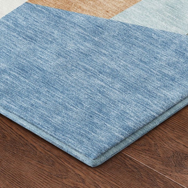 Mayfield Premium Machine Washable Abstract AMF2446 Blue 10 ft. x 14 ft. Area Rug