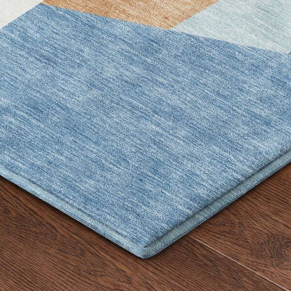 Mayfield Premium Machine Washable Abstract AMF2446 Blue 2 ft. x 3 ft. Accent Rug