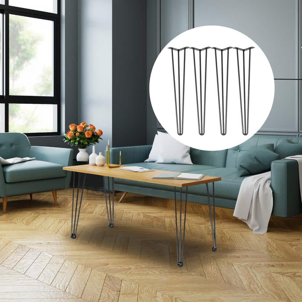 18" Black Carbon Steel Hairpin Table Legs Set of 4