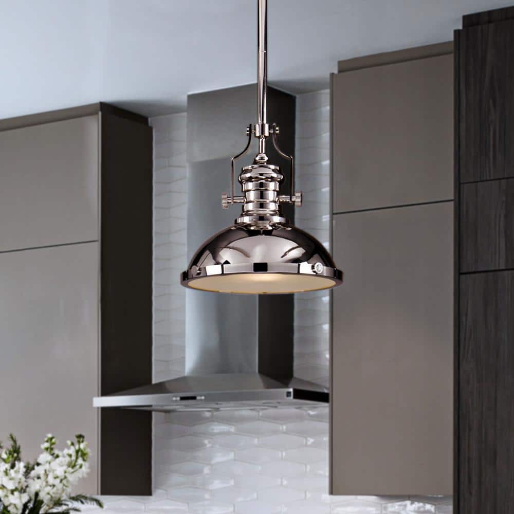 ALOA DECOR 1-Light 13 in. Modern Industrial Polished Nickel Single