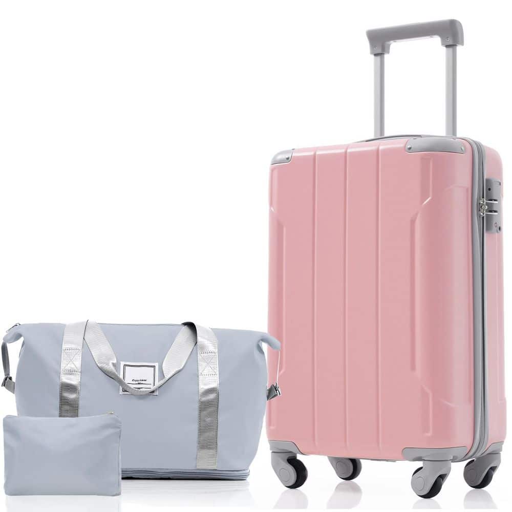 Tatahance 20 in. Pink Lady ABS Lightweight Spinner Carry On