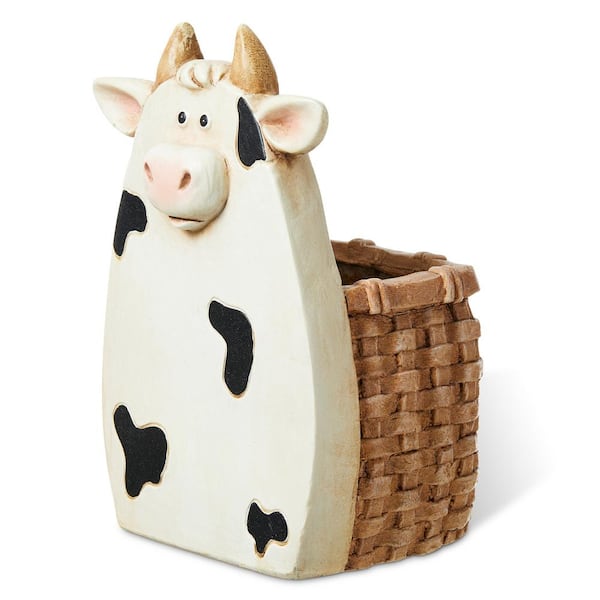 13 in. H MGO Cute Cow Statue Planter