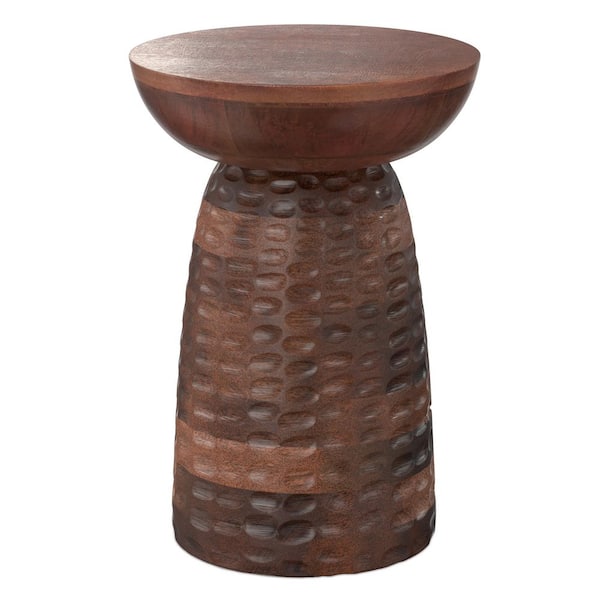 Boyd 13 in. W Warm Dark Brown Round Wooden Accent Table