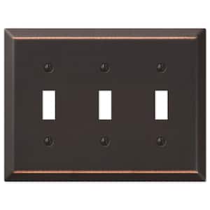 Metallic 3-Gang Aged Bronze Toggle Stamped Steel Wall Plate