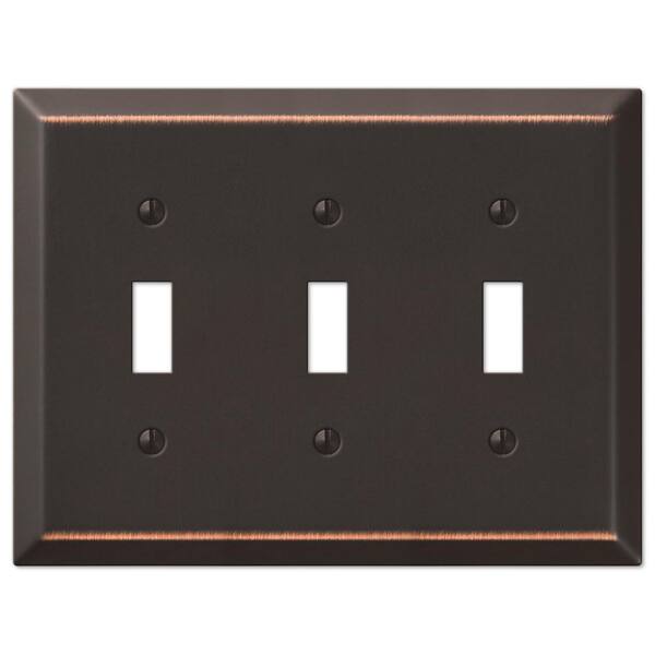 AMERELLE Metallic 3-Gang Aged Bronze Toggle Stamped Steel Wall Plate