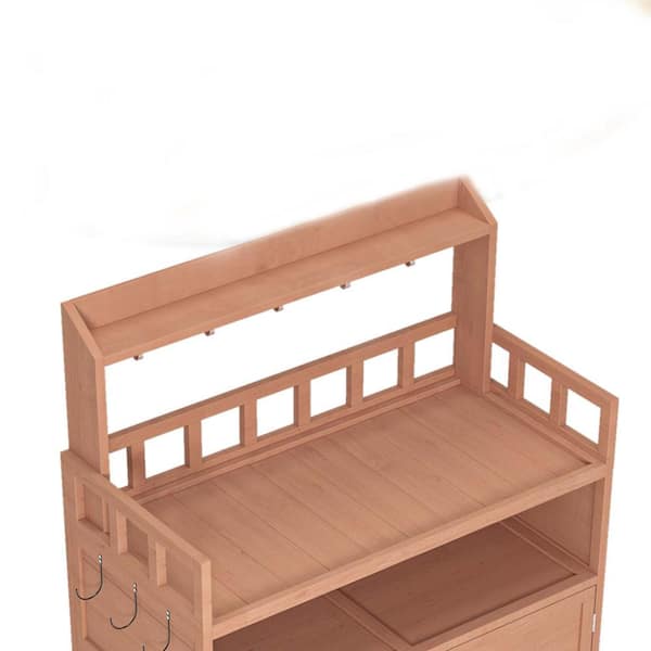 Siavonce Potting Bench Outdoor Gardening Table Workstation Work Benches with Large Storage Cabinet and Top Shelf for Patio