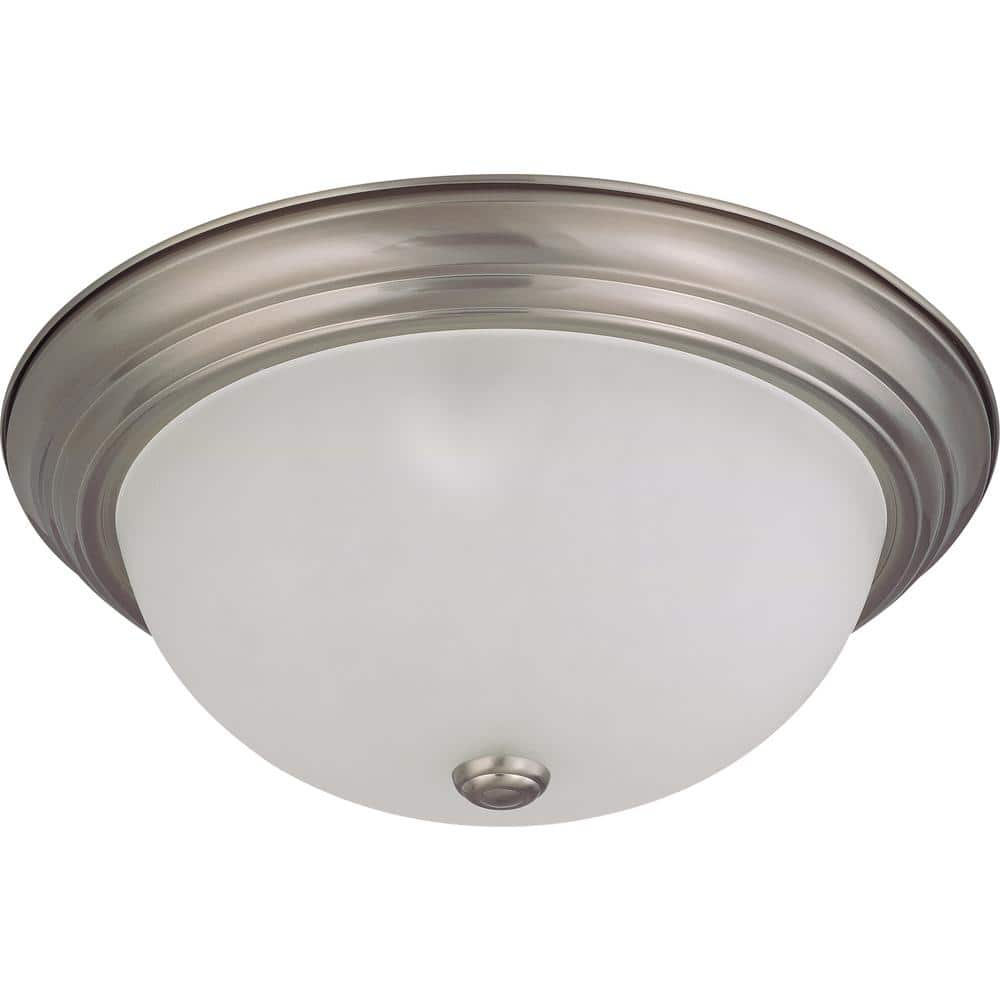 Green Matters 3-Light Flush-Mount Brushed Nickel Dome Light Fixture-HD ...