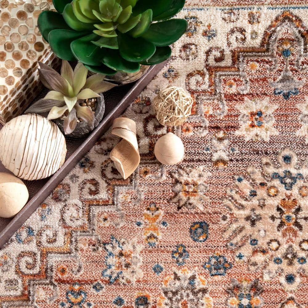 Vintage Khaki Medallion 8' x 10' Synthetic Area Rug