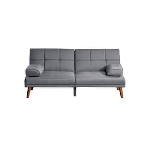 33in. Gray Polyester Twin Size Adjustable Futon Sofa Bed