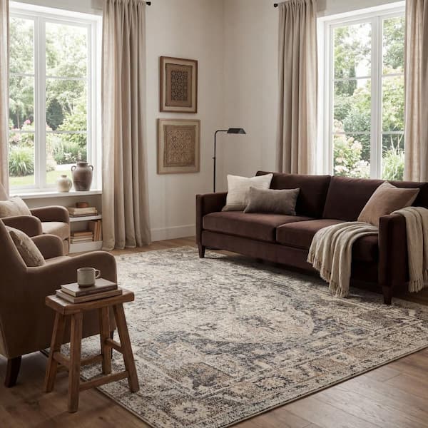 Corbett Vintage Bohemian Area Grey 4 ft. x 6 ft. Indoor Area Rug