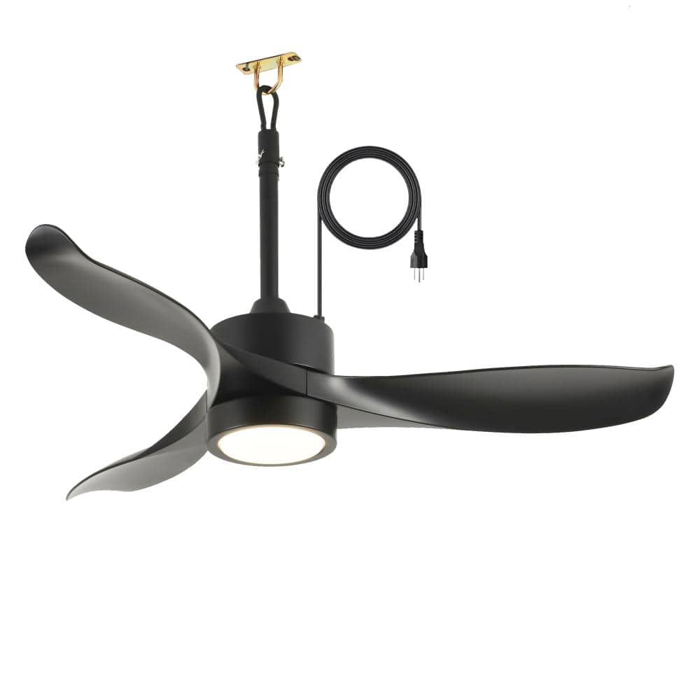 42 in. Matte Black Downrod Mount Standard Ceiling Fan with Adjust Height,LED Light and Remote Included price history on PriceWatchPro
