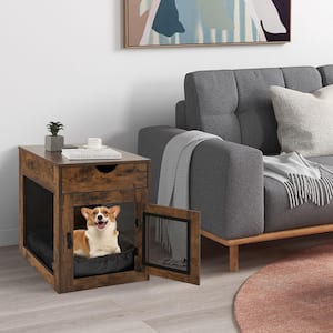 19.5 in. Wood Coffee Rectangle MDF Top Furniture Style Dog Crate Cage End Table w/ Lockable Door Chew-Proof Metal Grid