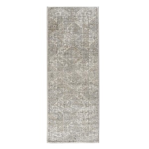 My Magic Carpet Vienna Abstract Natural 2.5 ft. x 7 ft. Abstract Washable  Runner Rug 340730WEB - The Home Depot
