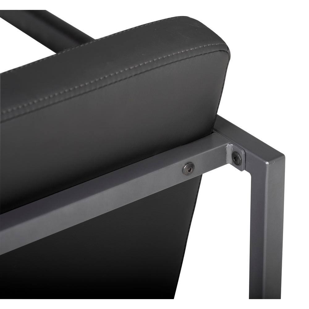 Camber Modern Black Leather Accent Chair with Metal Frame