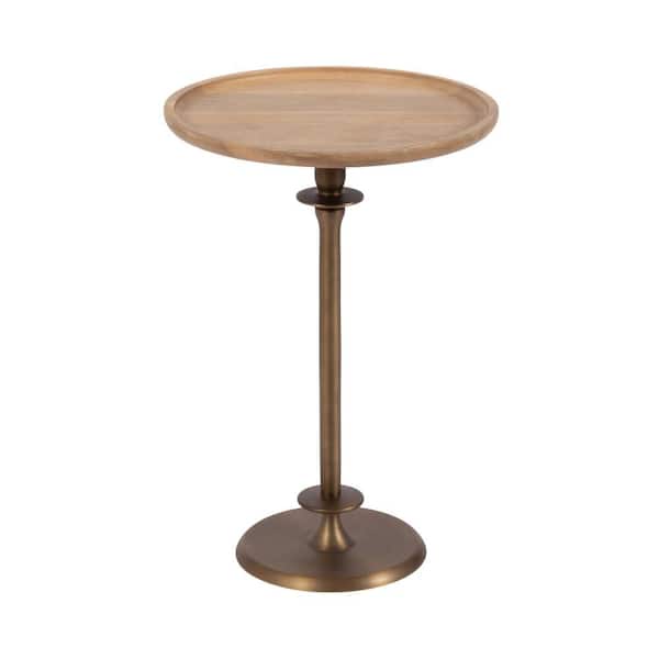 Arora 17 in. Natural Round Solid Wood End Table