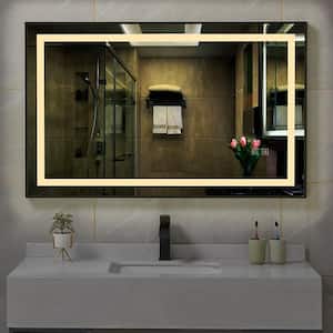 30 in. W x 36 in. H Square Framed with Backlit 3-Colors Dimmable Lighted Wall Bathroom Vanity Mirror in Black