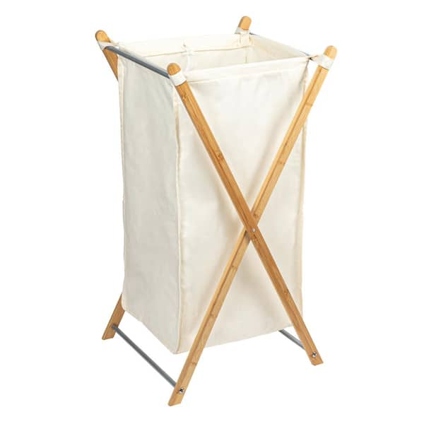 HOUSEHOLD ESSENTIALS X-Frame Natural Bamboo Minimal Rectangle Laundry ...