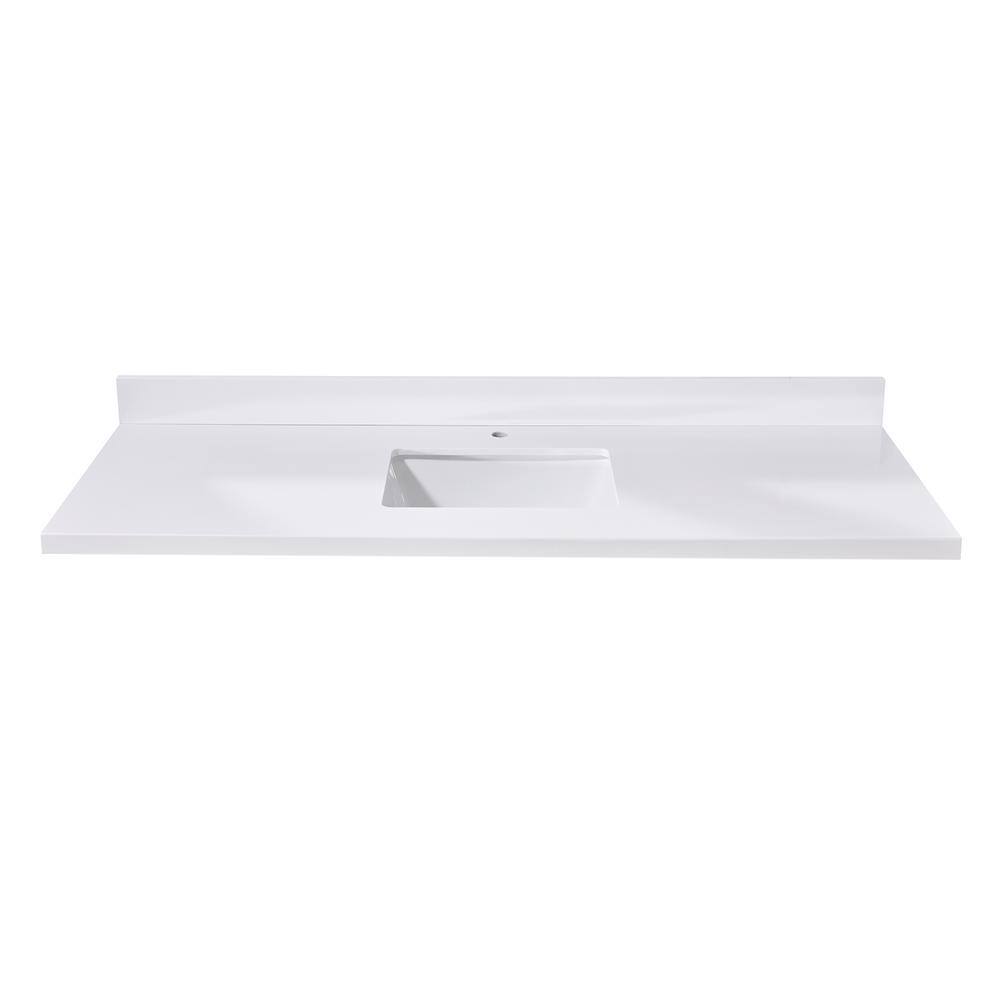 61'' Snow White Ceramic Bathroom Vanity Top with Sink