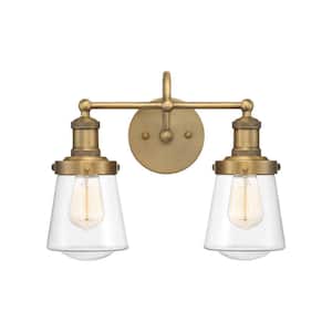 Taylor 15.25 in. 2-Light Old Satin Bronze Modern Industrial Vanity with Clear Glass Shades