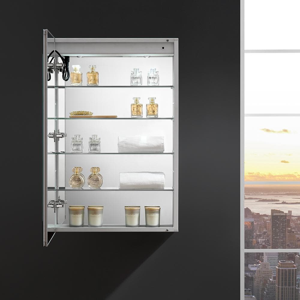 Elegant 24x36 Frameless LED Mirrored Medicine Cabinet with Digital Clock