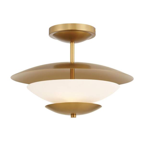 Minka Lavery Solara 18.25 in. 3-Light Legacy Brass Semi-Flush with