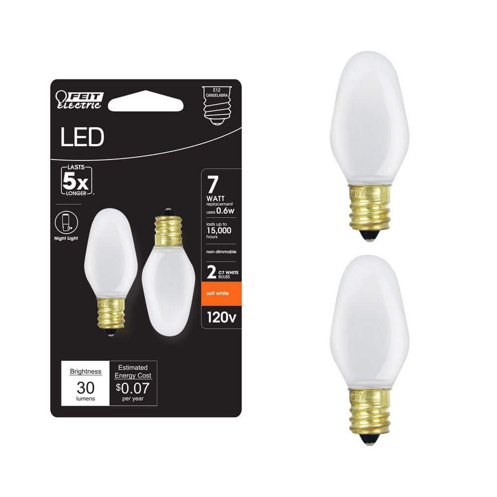 Feit Electric 7-Watt Equivalent C7 2700K White LED E12 Night Light