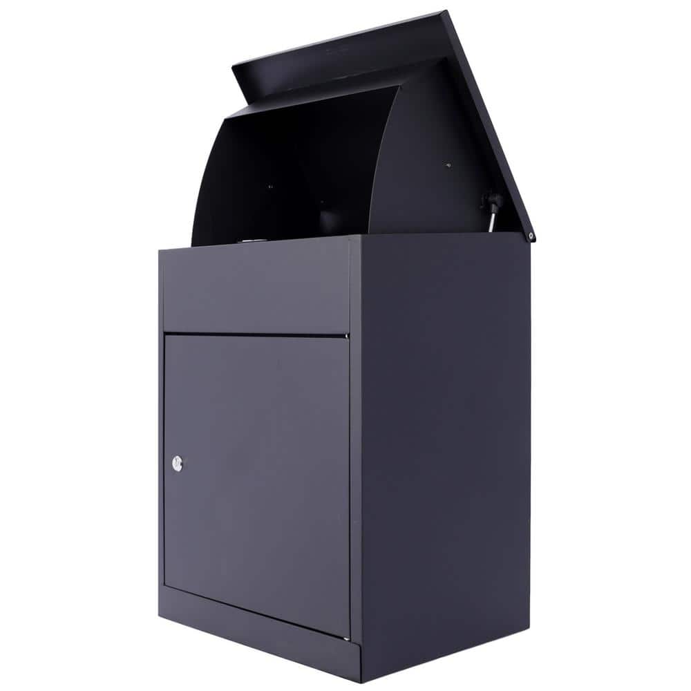Black Extra Large Lockable Galvanized Steel Parcel Mailbox