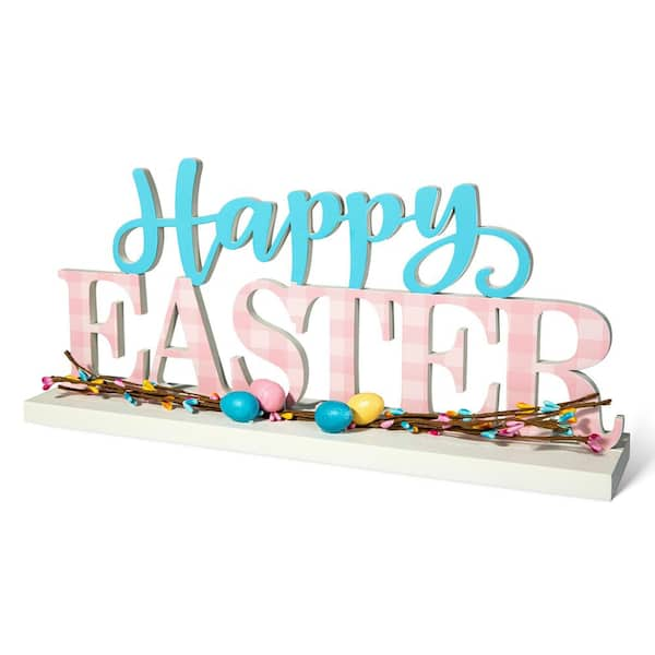 15.75 in. H Easter Wooden  in. Happy Easter in Table Decor