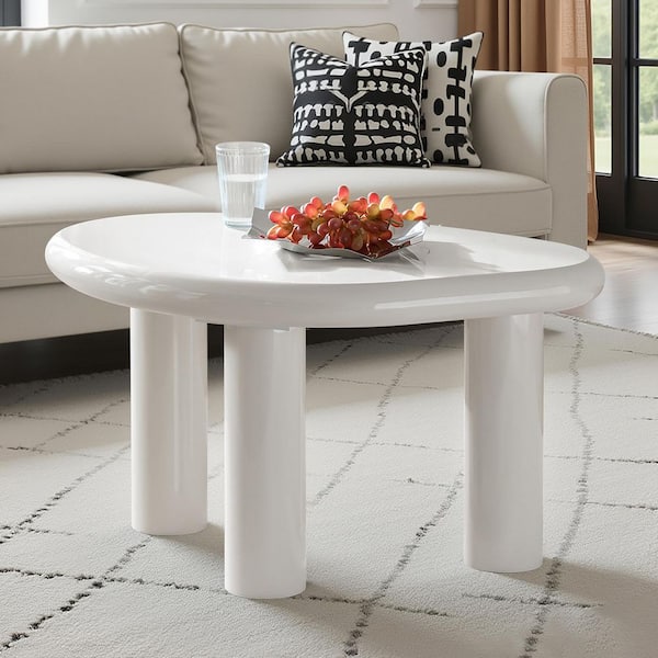 Canelio 36 in. White Specialty Wood Coffee Table with Adjustable Feet