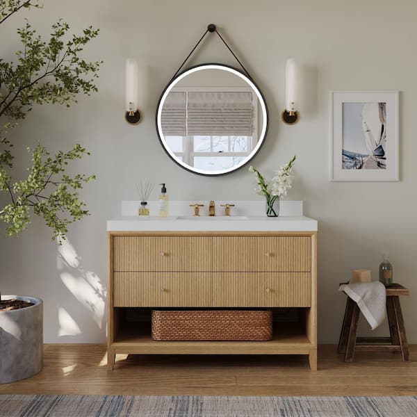 Ancerre Designs Momo 48 in. W Single Sinks Freestanding Black Oak