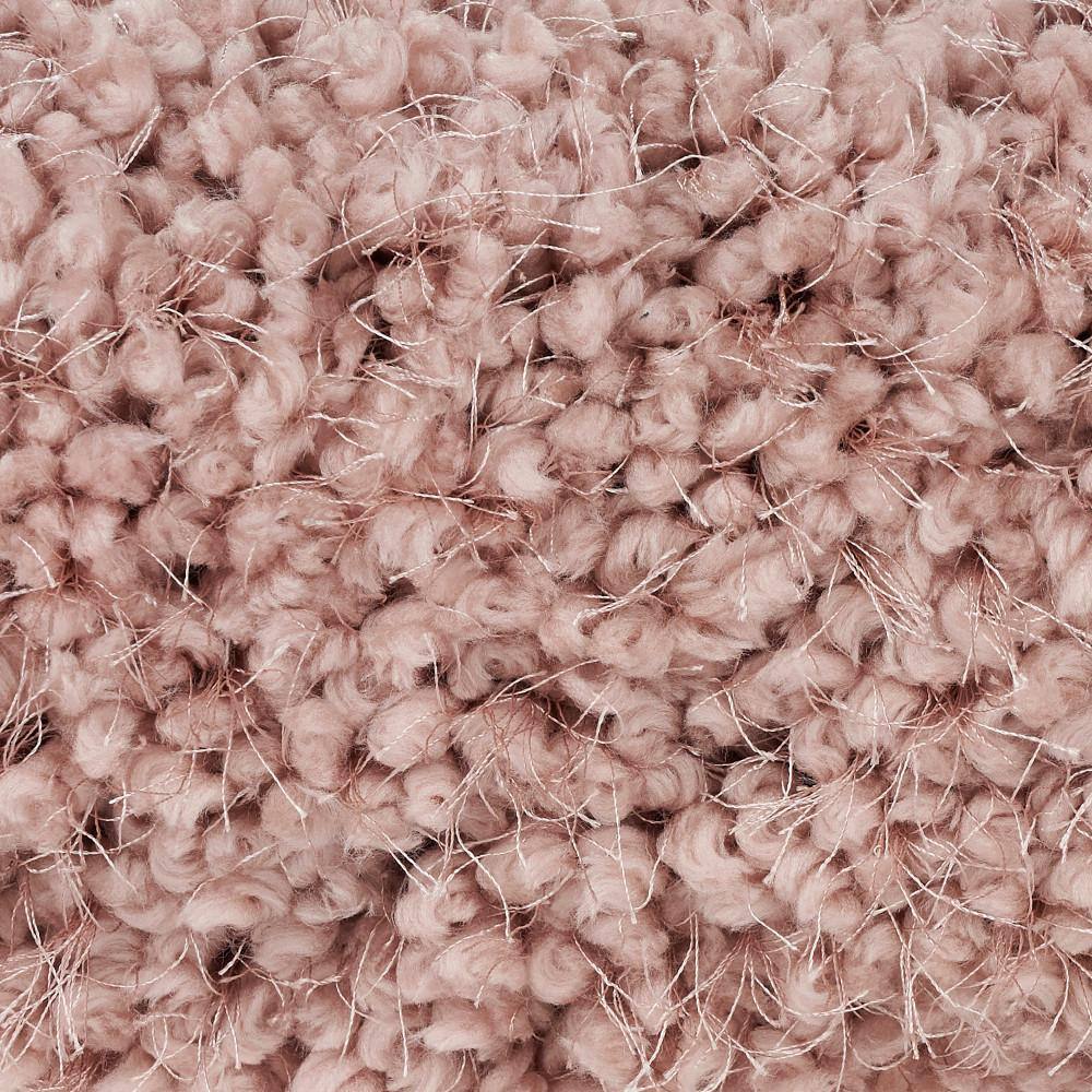 Blush Pink Shag Polyester Bolster Throw Pillow, 5" x 20"