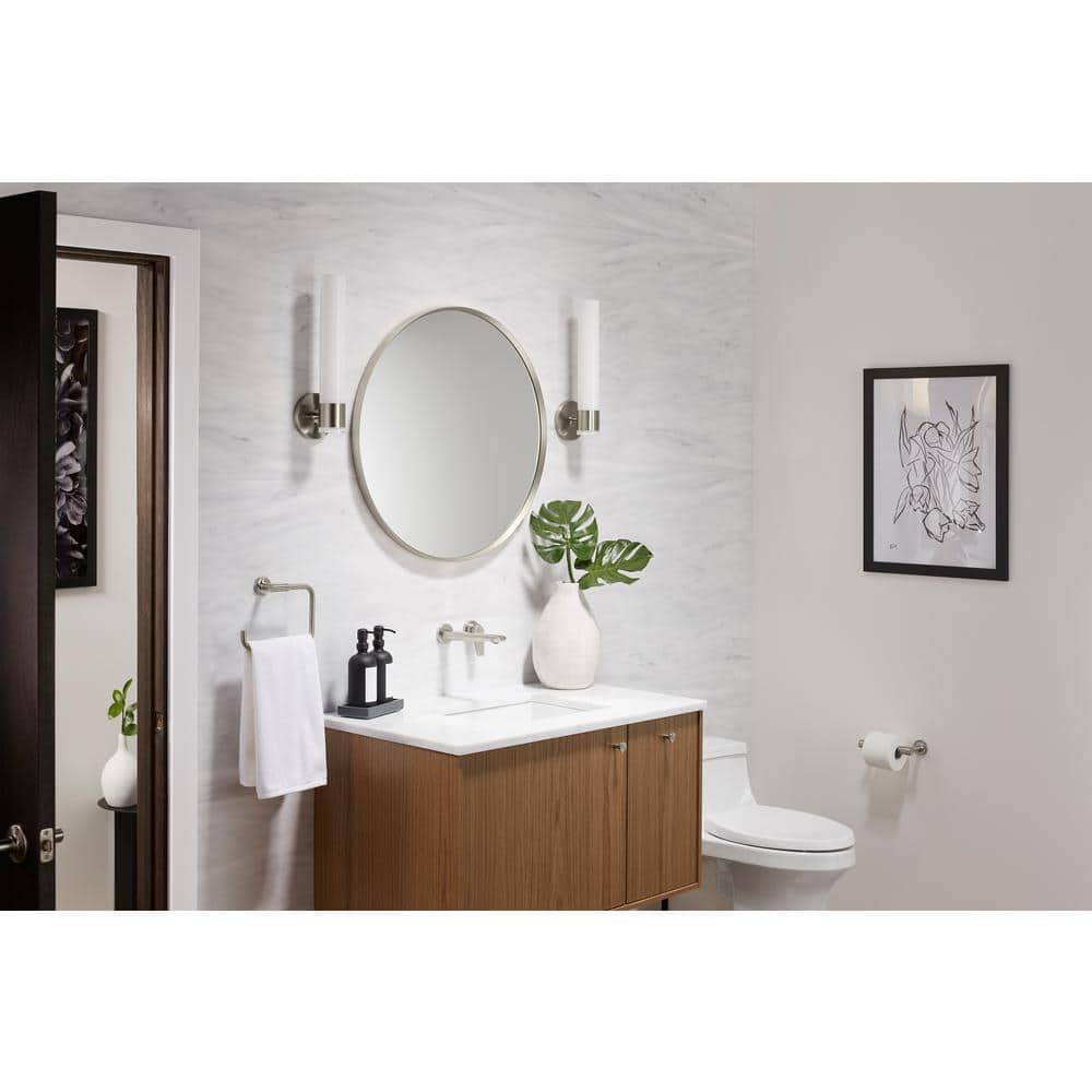 Essential 28" Brushed Nickel Round Metal Bathroom Vanity Mirror