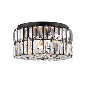 Silver 14 in. 4-Light Indoor Black Flush Mount Ceiling Light with Light Kit