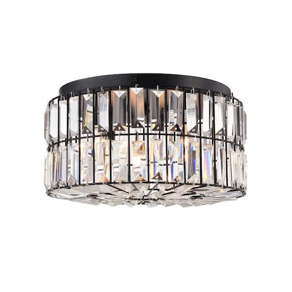 Warehouse of Tiffany Silver 14 in. 4-Light Indoor Black Flush Mount Ceiling Light with Light Kit