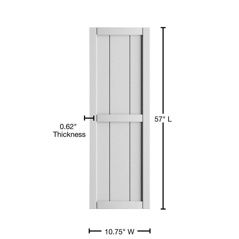 57" Unfinished White PVC Board and Batten Shutters