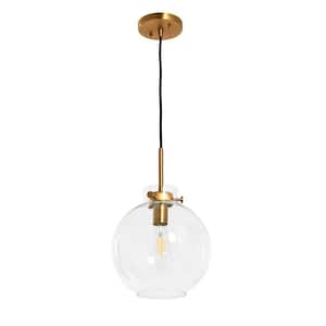 Marson - Brushed Gold Round Clear Glass and Metal Ceiling 1 Pendant Light