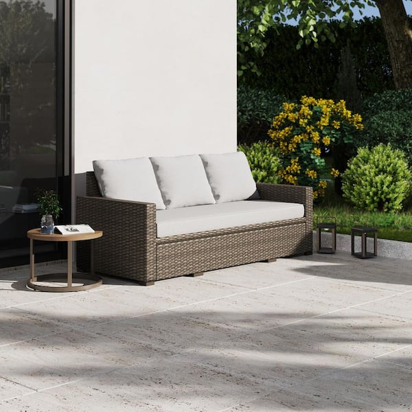 Hampton Bay Clarington 1-Piece Wicker Outdoor Convertible Sofa