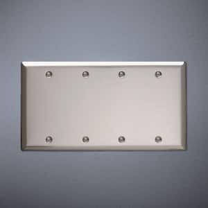 Pass & Seymour 302/304 S/S 4 Gang 4 Box Mounted Blank Wall Plate, Stainless Steel (1-Pack)