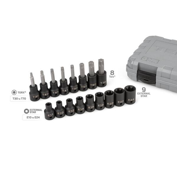 US PRO 17pc Impact Hex Bit Socket Set 1/4″ 3/8″ 1/2″ Drive – T.O.Y