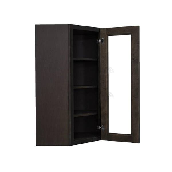 LIFEART CABINETRY Lancaster Shaker Assembled 24 in. x 36 in. x 12 in. Wall Diagonal Corner Cabinet with 1 Door in Vintage Charcoal