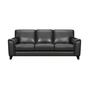 Bergen 87 in. Pewter Leather Square Arm Sofa