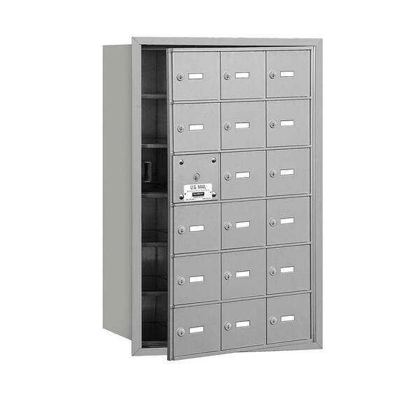Salsbury Industries 3600 Series Aluminum Private Front Loading 4B Plus Horizontal Mailbox with 18A Doors (17 Usable)