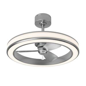 Edwin 25 in. Integrated LED Indoor Brushed Nickel Ceiling Fan with Light with Remote