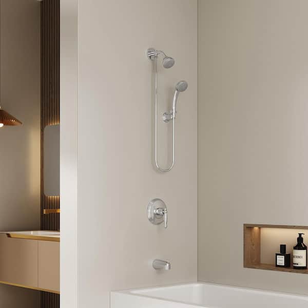 Stainless Steel 3 in. Round Dual Wall Mount Fixed and Handheld Shower Head in Chrome