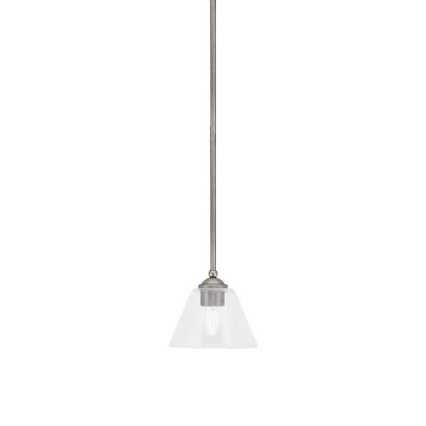 Clevelend 1-Light Graphite Stem Mini Pendant Light with Clear Bubble ...
