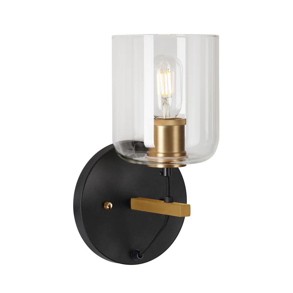Black and Gold Dimmable Cylinder Wall Sconce