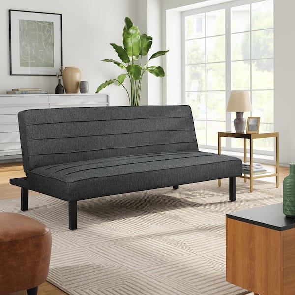 Serta Montauk 66.1 in. Charcoal Polyester Twin Size Sofa Bed