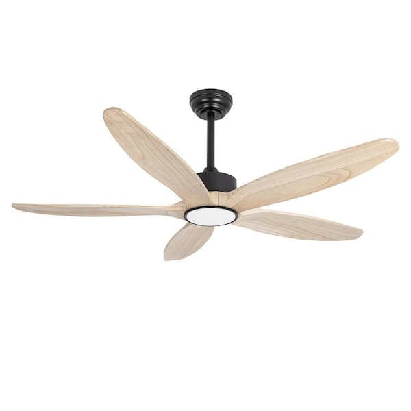 raccroc 52 in. LED Indoor/Outdoor Black Mahogany Fan Blade with Remote Reversible Motor Ceiling Fan