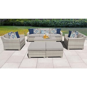 Fairmont 8-Piece Wicker Outdoor Sofa Seating Group with Beige Cushions